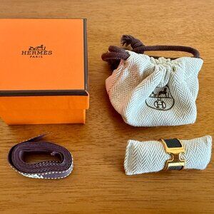 HERMÈS Olympe Ring, Large Model, Black/Noir & Gold, Size Medium, Made in France